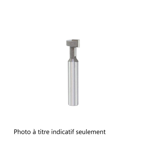 Mèche toupie 1/2'' de diamètre, pointe en carbure, fraise à fente en trou de serrure, 1 flûte, tige de 1/4'', longueur de 1 1/2''