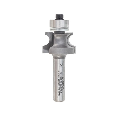 Mèche toupie 1 1/4'' de diamètre, pointe en carbure, embout de coin avec roulement à billes, 2 cannelures, tige de 1/4'', longueur de 2 3/8''