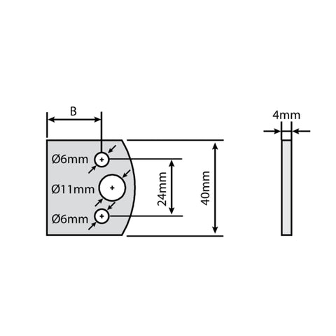 Couteaux vierges, longueur 40 mm,  épaisseur 4 mm, hauteur de coupe 24 mm