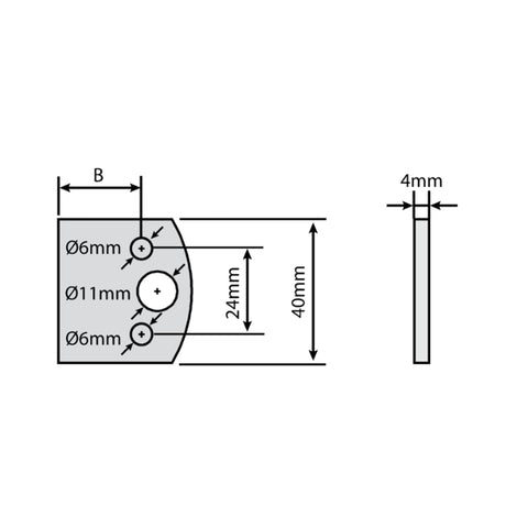 Couteaux vierges, longueur 40 mm,  épaisseur 4 mm, hauteur de coupe 33 mm