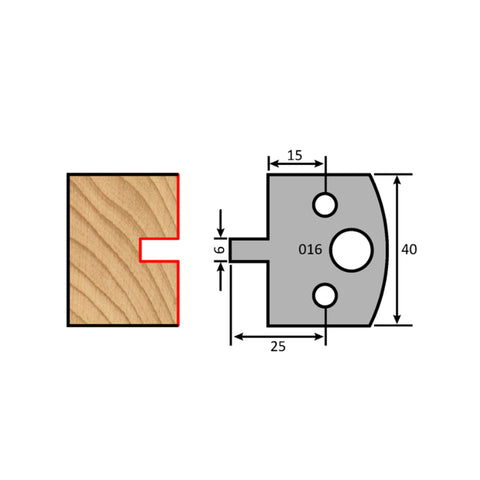 Couteau à profil de rainure, épaisseur 4 mm, longueur 40 mm