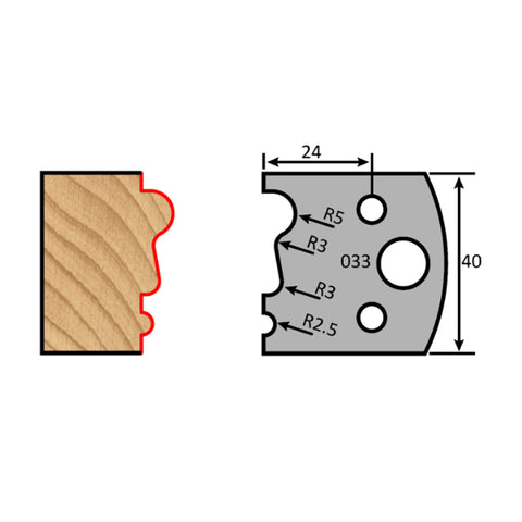 Couteau à profil de moulure couronnée, épaisseur 4 mm, longueur 40 mm