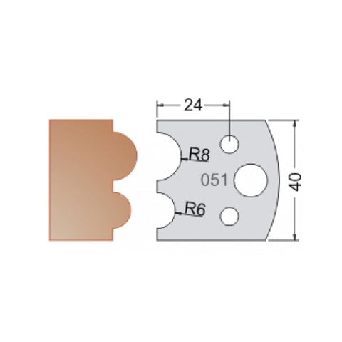 Couteau à profil Core & Ogee, épaisseur 4 mm, longueur 40 mm