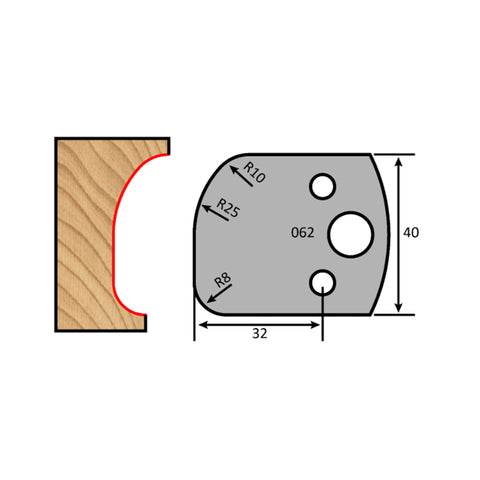 Couteau à profil rond d'angle, épaisseur 4 mm, longueur 40 mm