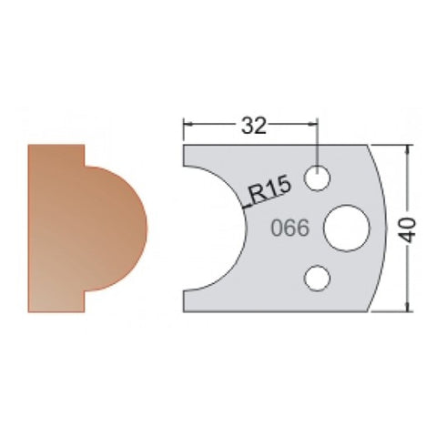 Couteau à profil central, épaisseur 4 mm, longueur 40 mm