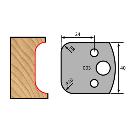 Couteau à profil classique pour perles et anses, épaisseur 4 mm, longueur 40 mm