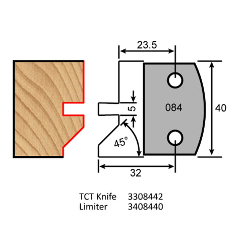 Couteau multi-profil, Pointe en carbure, rainure et languette, épaisseur 4 mm, longueur 40 mm