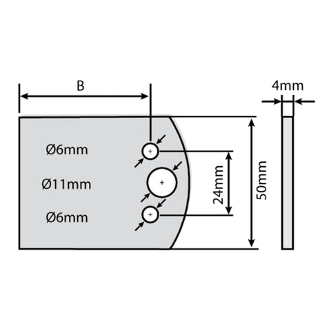 Couteaux vierges, longueur 50 mm, épaisseur 4 mm, hauteur de coupe 34 mm