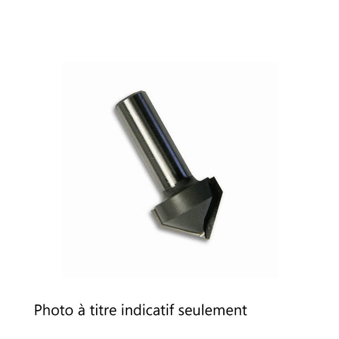Mèche à rainure en V à 90°,1 1/2'' de diamètre, inserts en carbure,  1 flûte, tige de 1/2'', longueur de 3''