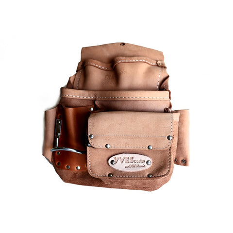SAC À 3 POCHES EN CUIR AVEC POCHE À FEERMETURE À VELCRO ET PORTE-MARTEAU