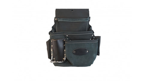 SAC EN CUIR NOIR À 3 POCHES AVEC PORTE- MARTEAU - DROIT