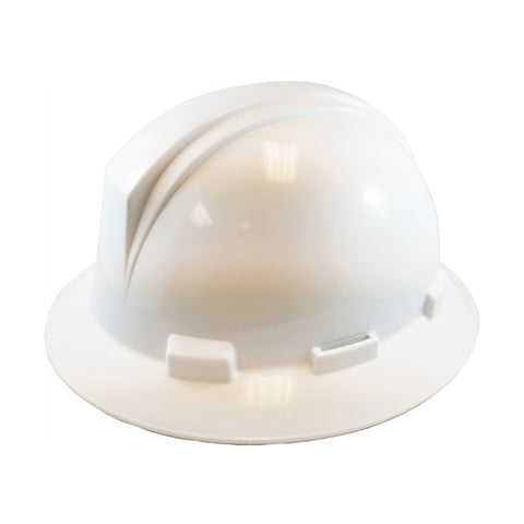 Casque de sécurité à bord complet avec coque en PEHD, suspension textile à 4 points et réglage du cliquet de roue