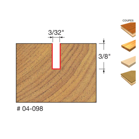 MECHE DE TOUPIE 3/32'' X 3/8'' X 1/4''SH