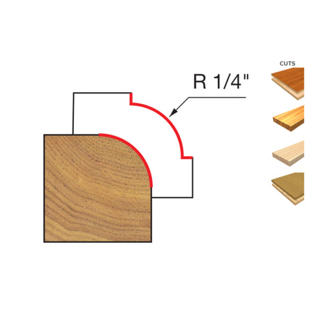 MECHE DE TOUPIE 1-1/4'' X 1/2''SH X 1/4''R 4FL