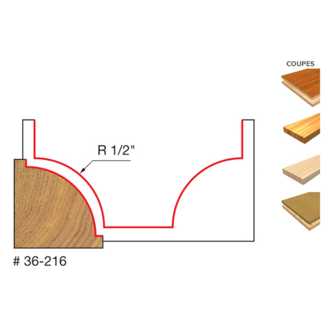 MECHE DE TOUPIE 1-1/2'' X 3/8''SH X 1/2''R  2FLUTES