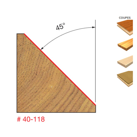 MECHE DE TOUPIE 2-1/2'' X 1/2''SH X 45DEGRE 2FL