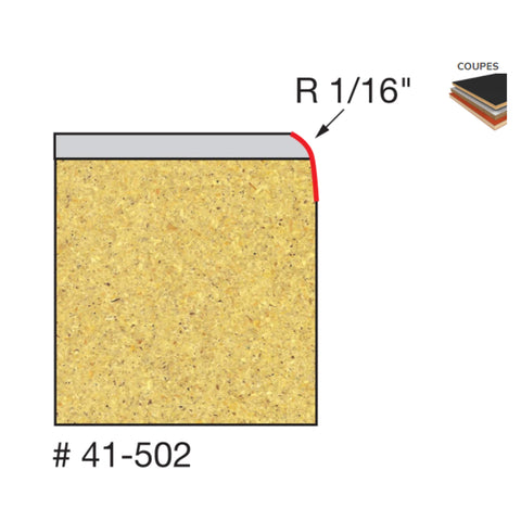 MECHE DE TOUPIE 1/2'' X 1/4''SH X 1/16''R  2FL