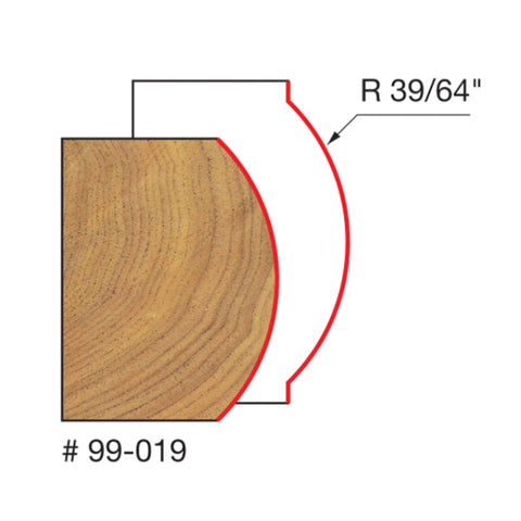 MÈCHE DE TOUPIE 1'' x 1/2''SH X 39/64''R CONVEXE