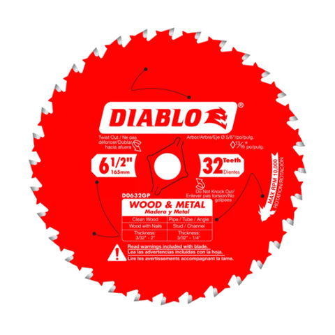 LAME 6-1/2'' X 32DTS POUR BOIS/METAL