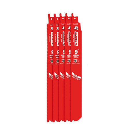 ENSEMBLE DE 5 LAMES DE PASSE-PARTOUT 9'' X 14/18 DENTS POUR MÉTAL