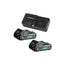 ENSEMBLE DE DÉPART: BATTERIES LITHIUM-ION 18 V 2,0 AH AVEC INDICATEURS DE CHARGE ET ''KIT'' CHARGEUR