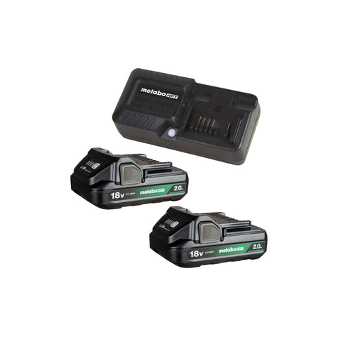 ENSEMBLE DE DÉPART: BATTERIES LITHIUM-ION 18 V 2,0 AH AVEC INDICATEURS DE CHARGE ET ''KIT'' CHARGEUR