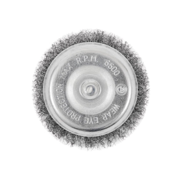 3 X 1/4 PO BROSSE MÉTALLIQUE BOISSEAU ONDULÉE MONTÉE SUR AXE DE 1/4 PO ...