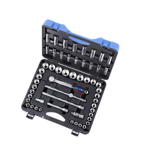 55 PCS S.A.E./MÉTRIQUES JEU DE DOUILLES À PRISE DE 1/2 PO - 6 PANS