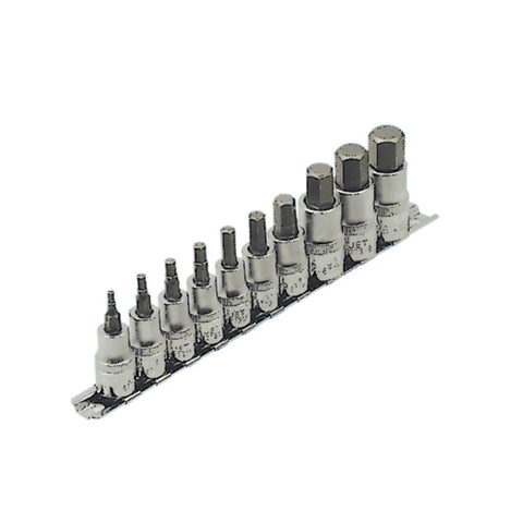 10 PCS JEU DE DOUILLES S.A.E. À EMBOUTS HEXAGONAUX À PRISE DE 3/8 PO ET 1/2 PO