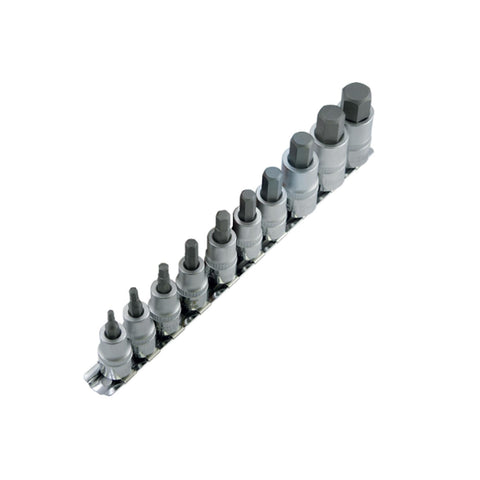 10 PCS JEU DE DOUILLES MÉTRIQUES À EMBOUTS HEXAGONAUX À PRISE DE 3/8 PO ET 1/2 PO