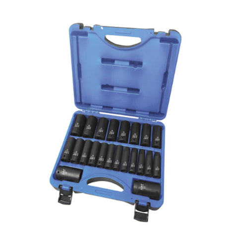 JEU DE 22 DOUILLES PROFONDES À CHOCS MÉTRIQUES À PRISE DE 1/2 PO - 6 PANS