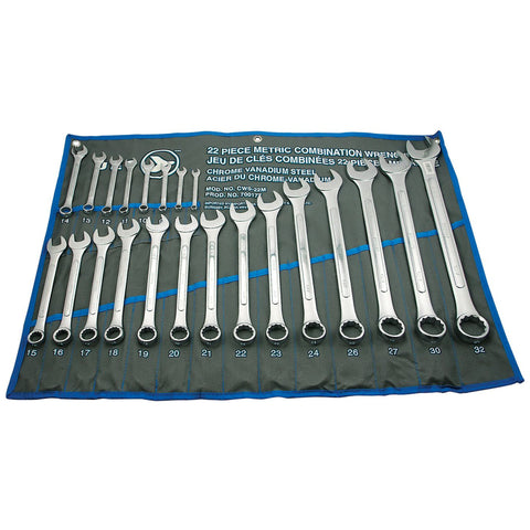 JEU DE 22 CLÉS COMBINÉES AVEC CORPS EN RELIEF MÉTRIQUES