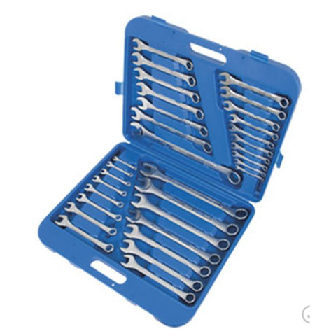 JEU DE 32 CLÉS COMBINÉES CORPS EN RELIEF S.A.E. / MÉTRIQUES