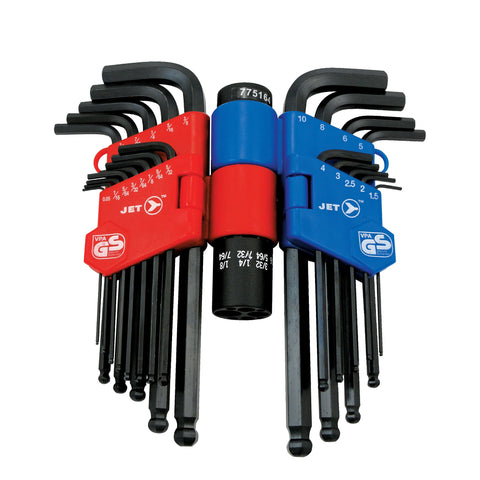 JEU DE 22 CLÉS DE HEXAGONALES À TÊTE SPHÉRIQUE S.A.E./MÉTRIQUES