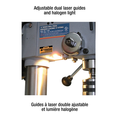 PERCEUSE À COLONNE D'ÉTABLIE 13''  7.5AMP AVEC GUIDE LASER DOUBLE