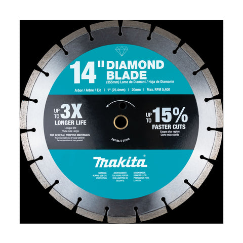 Lame diamantée de 14'', segmentée, usage général