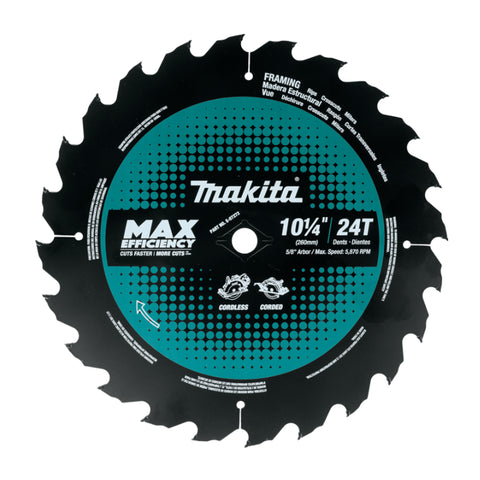 Lame de scie circulaire à efficacité maximale, 10‑1/4 po, 24 dents, pointe en carbure, charpente