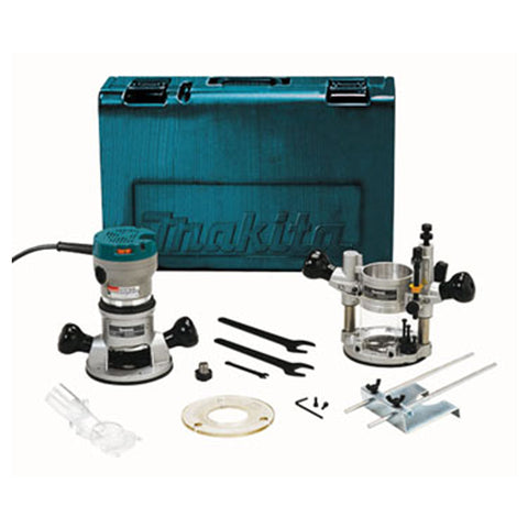 ENSEMBLE TOUPIE 2-1/4HP 12AMP 8000-24000TR/M AVEC BASE FIXE,  PLONGEANTE ET COFFRE