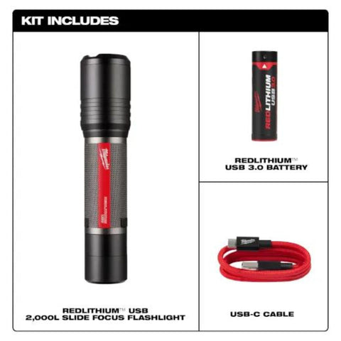 Lampe de poche à mise au point coulissante USB REDLITHIUM™ 2 000 L