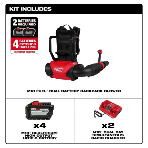M18 FUEL™ Kit de souffleur dorsal à double batterie