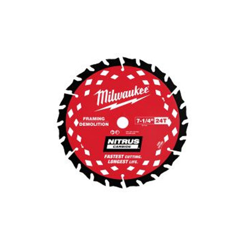 Lames de scie circulaire en carbure NITRUS™ 7-1/4” 24T pour charpente et démolition ( 10 lames)