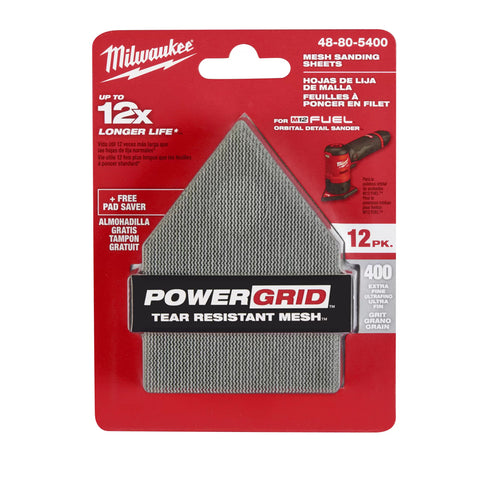 Feuilles abrasives en maille pour ponceuse de détail orbitale M12 FUEL G400