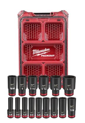 Jeu de 15 douilles profondes 6 pans SAE/MÉTRIQUE à prise 1/2'' - PACKOUT