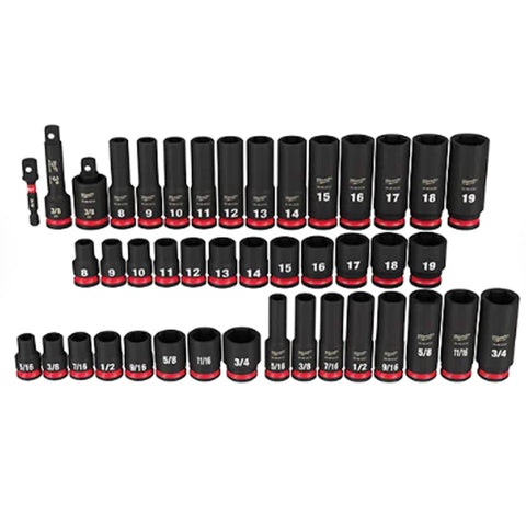 ENSEMBLE 43 DOUILLES PROFONDES 6 PAN SAE/MÉTRIQUE À PRISE 3/8''