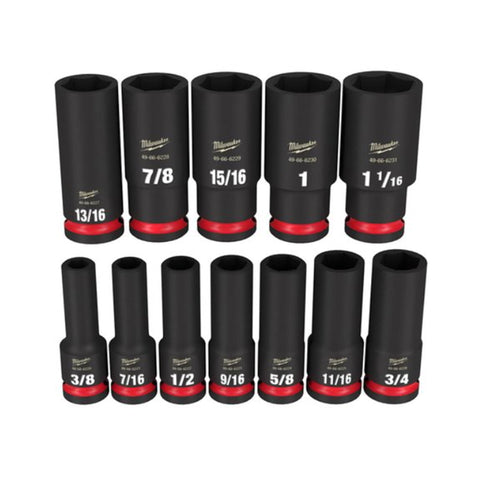 Jeu de 12 douilles profondes 6 pans SAE à prise 1/2''