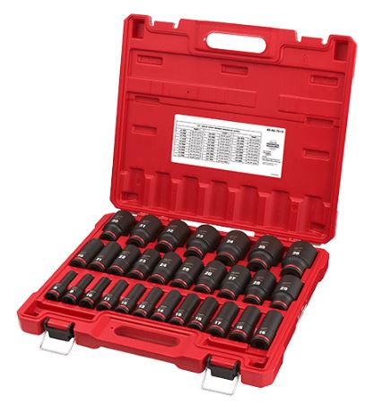 Jeu de 29 douilles profondes 6 pans MÉTRIQUE à prise 1/2''