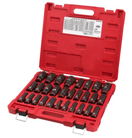 Jeu de 29 douilles profondes 6 pans SAE/MÉTRIQUE à prise 1/2'' SHOCKWAVE