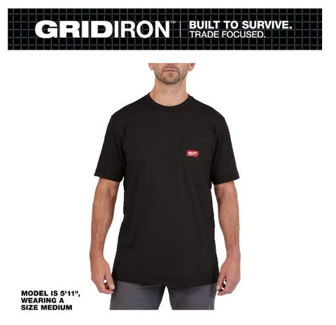 CHANDAIL MANCHE COURTE GRIDIRON AVEC POCHE - NOIR MEDIUM