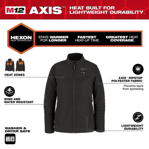 MANTEAU CHAUFFANT AXIS FEMME NOIR + 1 BATTERIE (2XL)