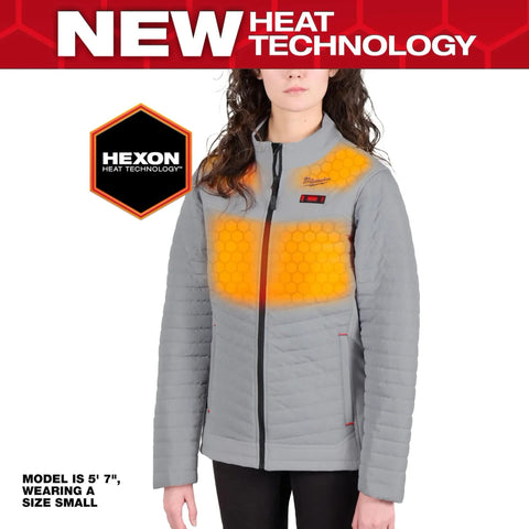 MANTEAU CHAUFFANT AXIS FEMME GRIS + 1 BATTERIE (M)